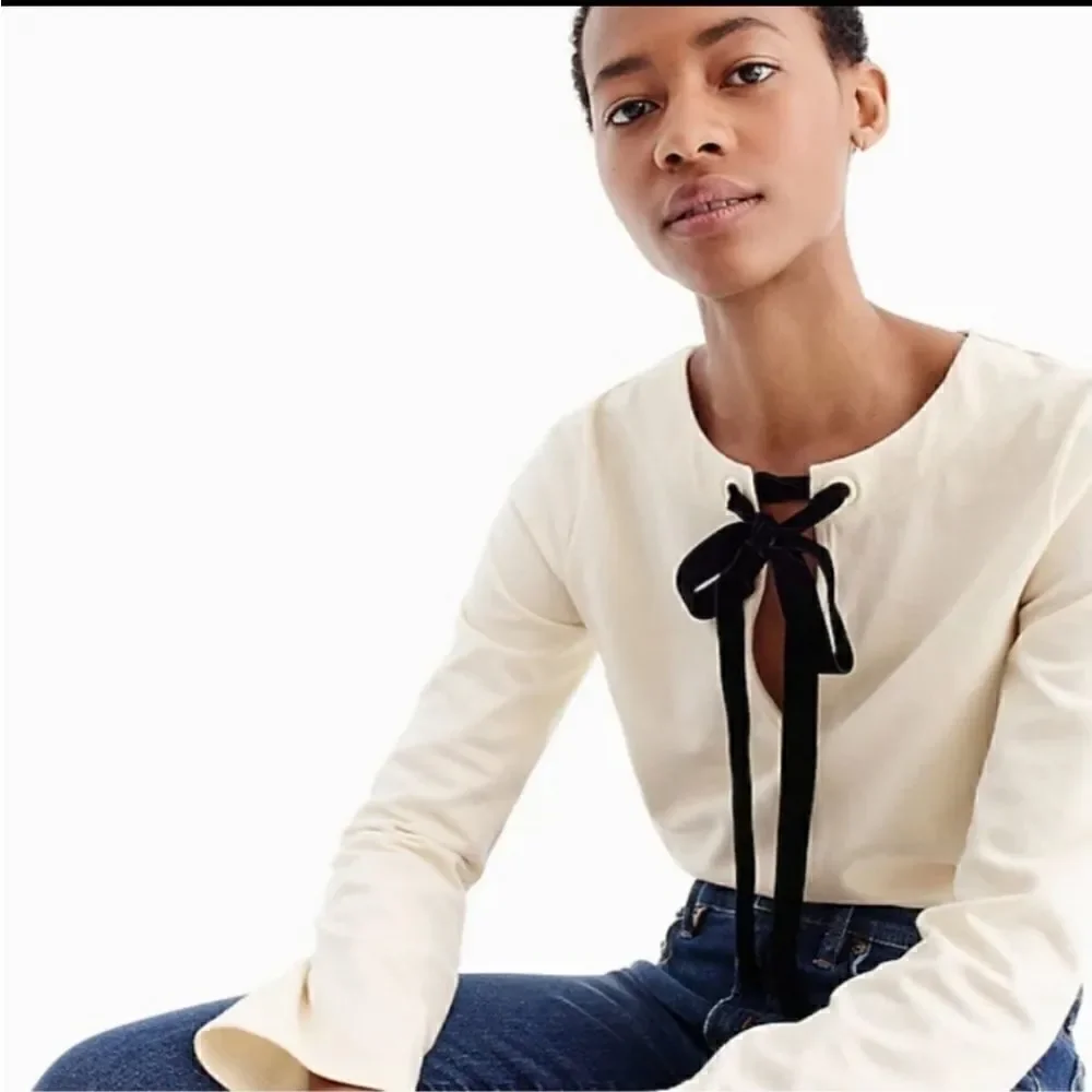 NWT J CREW  Velvet Tie Top
